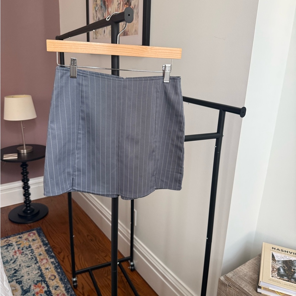 Cider Gray Pinstripe Mini Skort